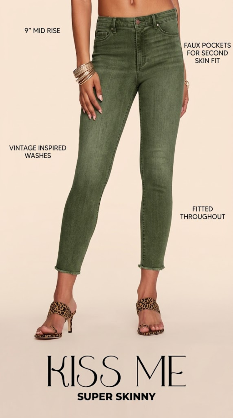 Jessica Simpson Kiss Me Super Skinny Green Jeans Size 18W